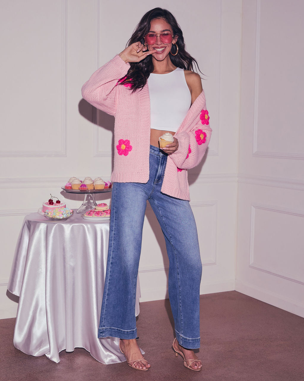 Fallen Daisy Oversized Knit Cardigan