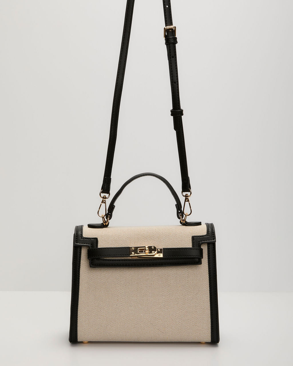 Izabella Contrast Trim Canvas Top Handle Bag