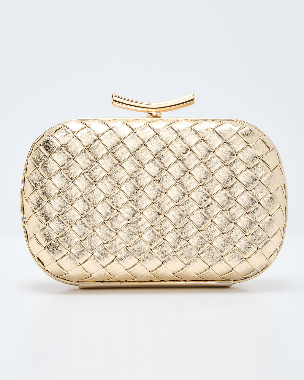 Invitation Only Faux Leather Woven Hard Case Clutch