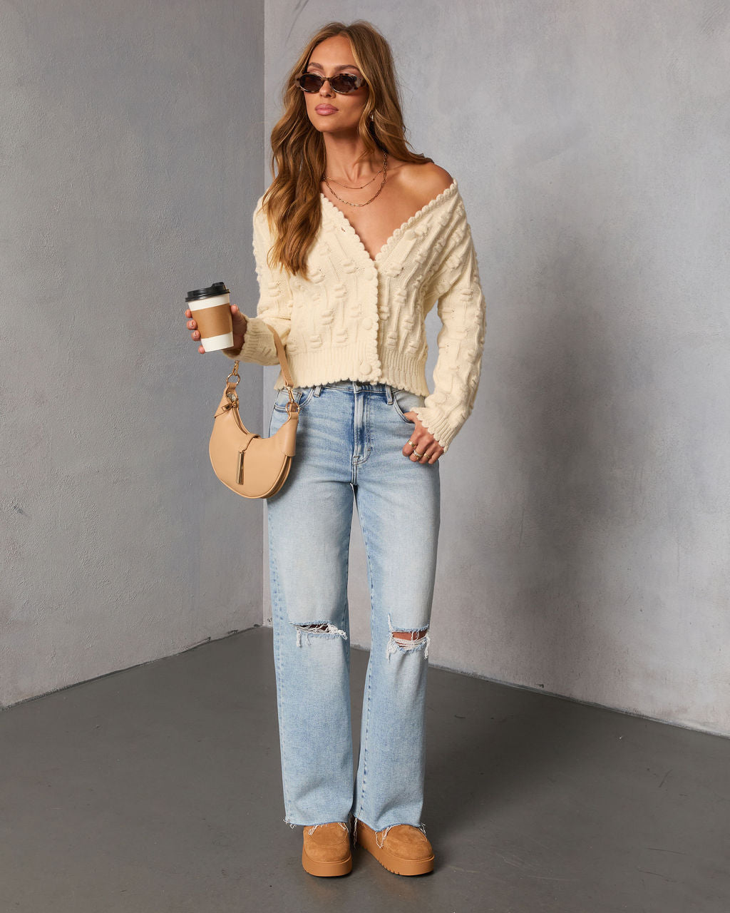 Icy Moon Textured Knit Cardigan