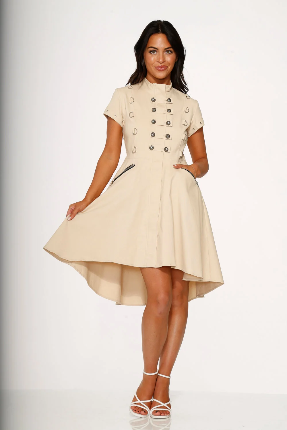 Battalion Khaki Hi-Lo Swing Dress