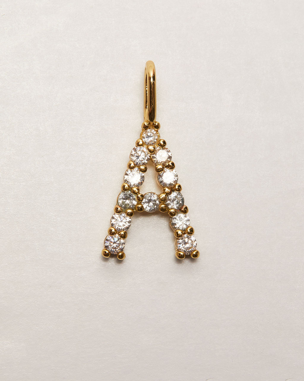 Initial Letter 14k Plated Rhinestone Charm