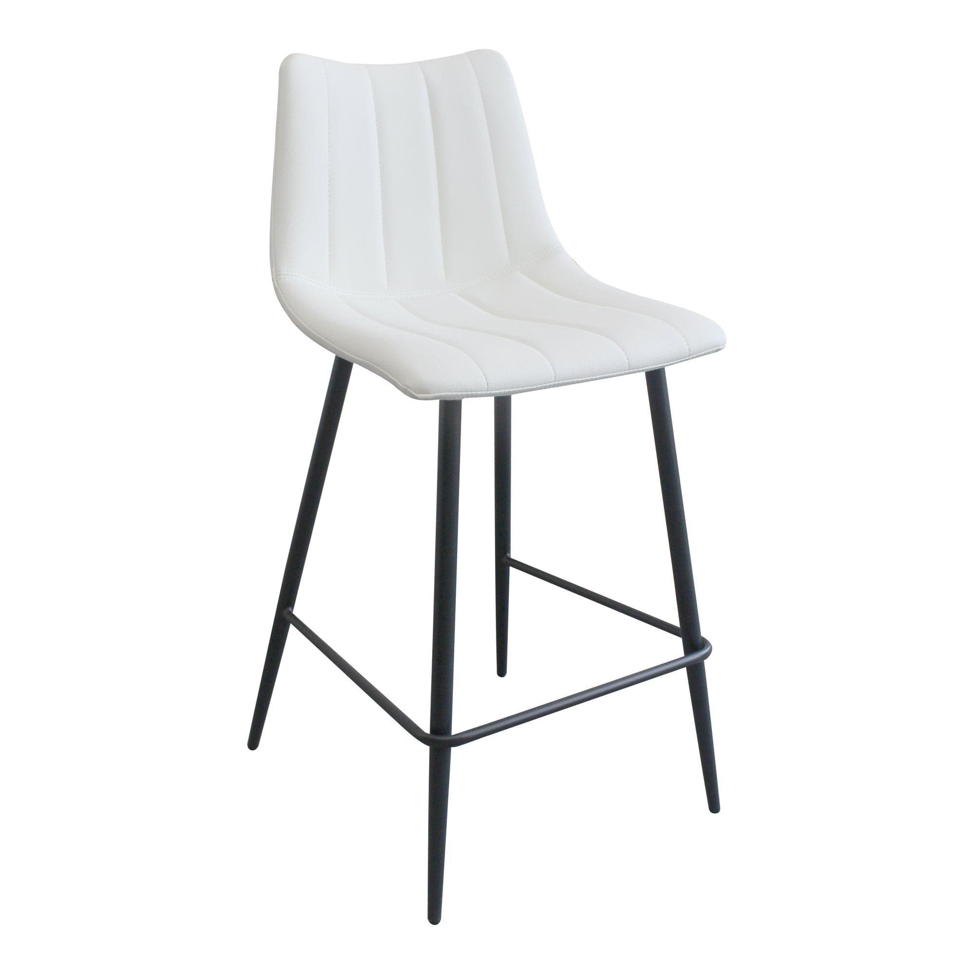 Alibi Ivory Leather Counter Stool, Set of 2