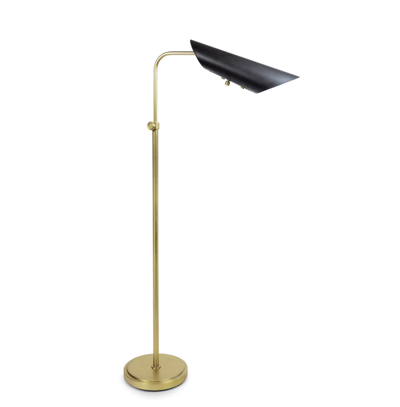 Vest Floor White Or Black Lamp with Brass Accents