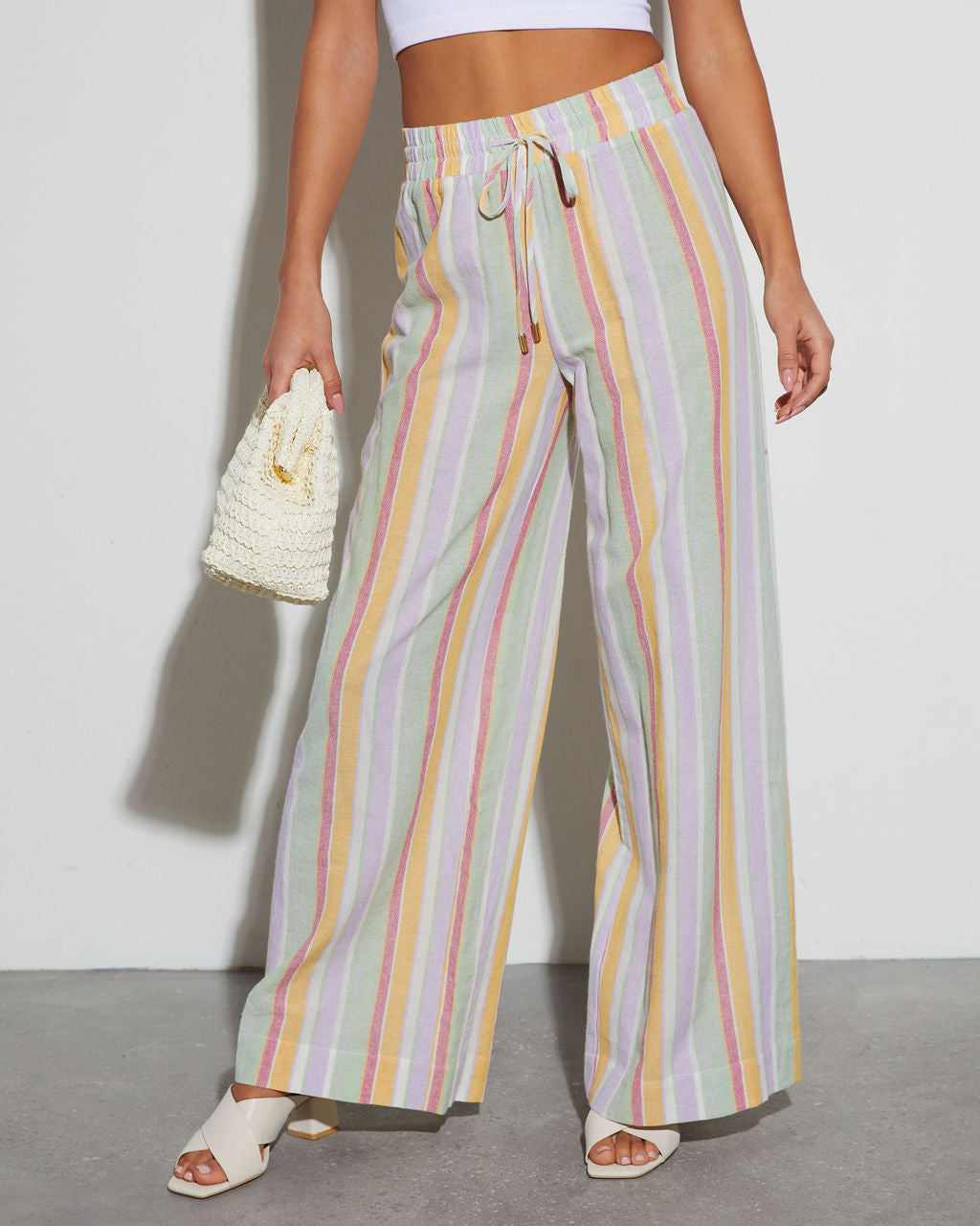 Cali Striped High Rise Trouser