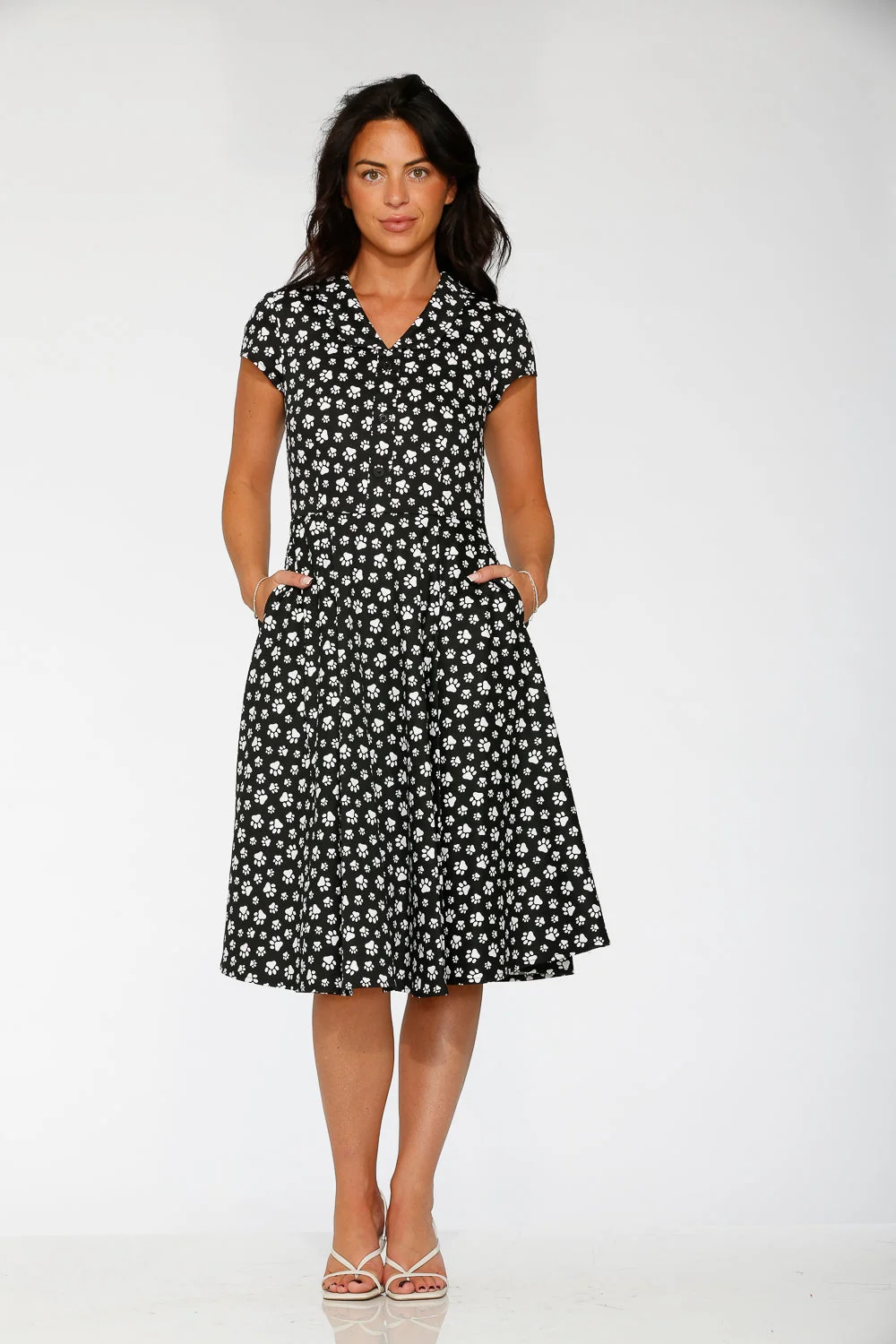 Cat Paw Swing Dress in Black