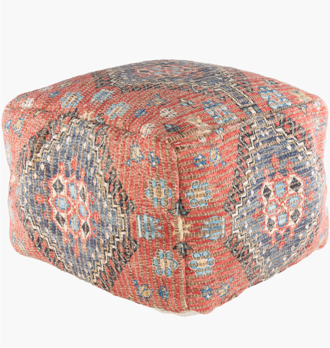 Coventry Orange & Blue Floor Pouf