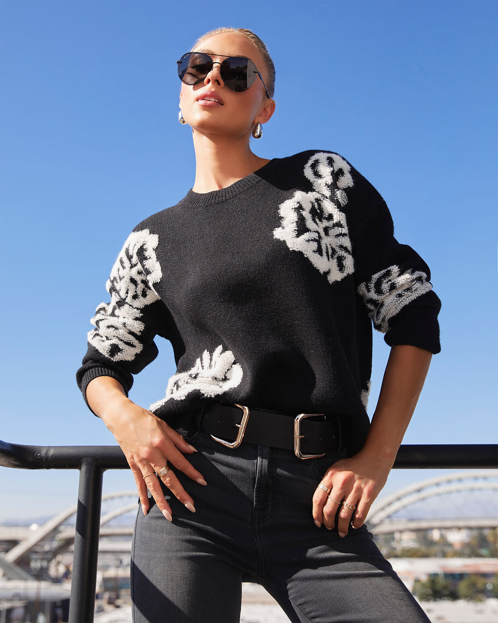 Copeland Floral Contrast Pullover Sweater