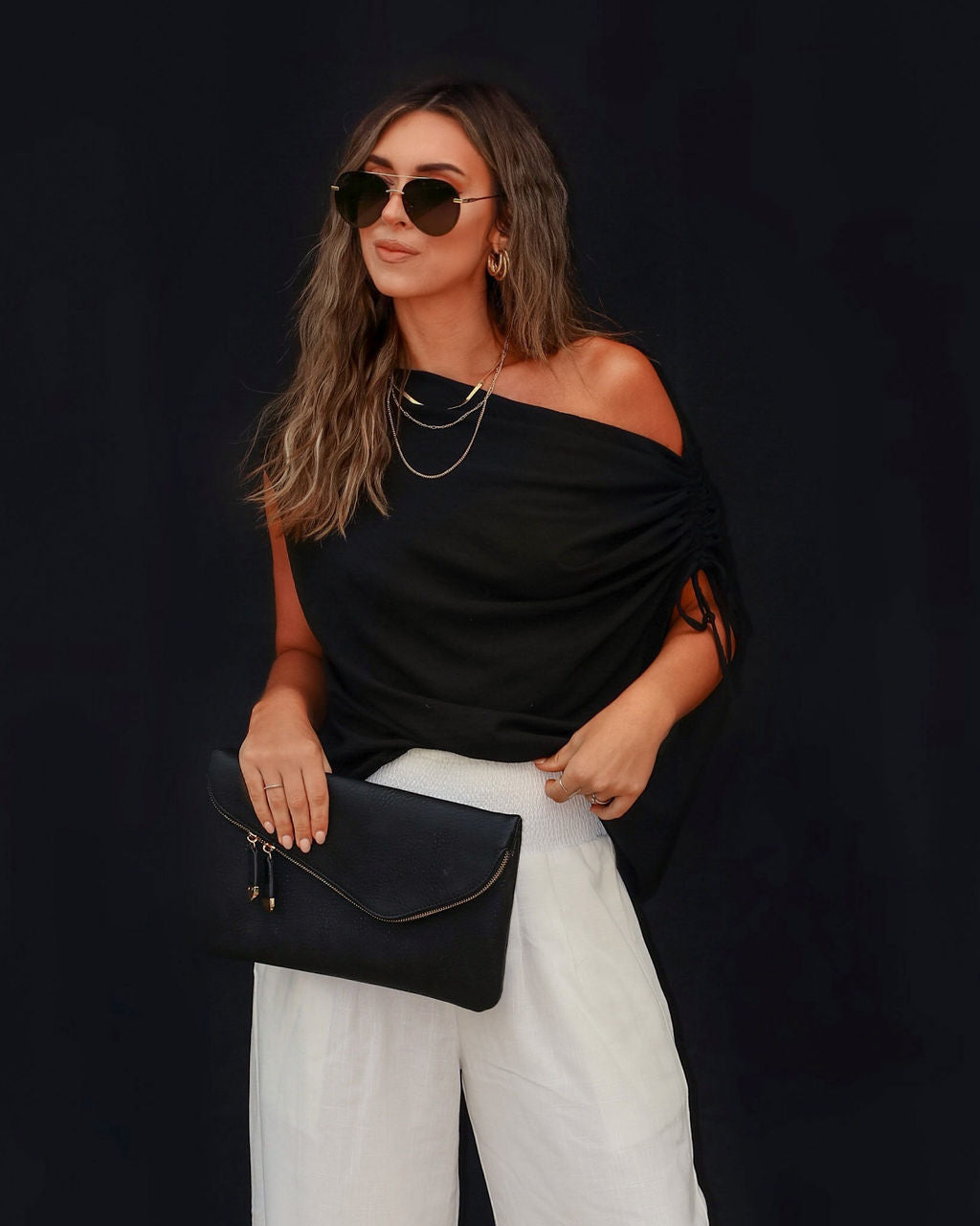 Thomas One Shoulder Ruched Cutout Top