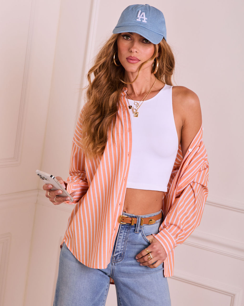 Isolyn Striped Button Down Top