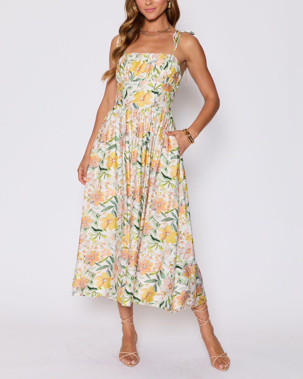 Emory Floral Tie Shoulder Maxi Dress