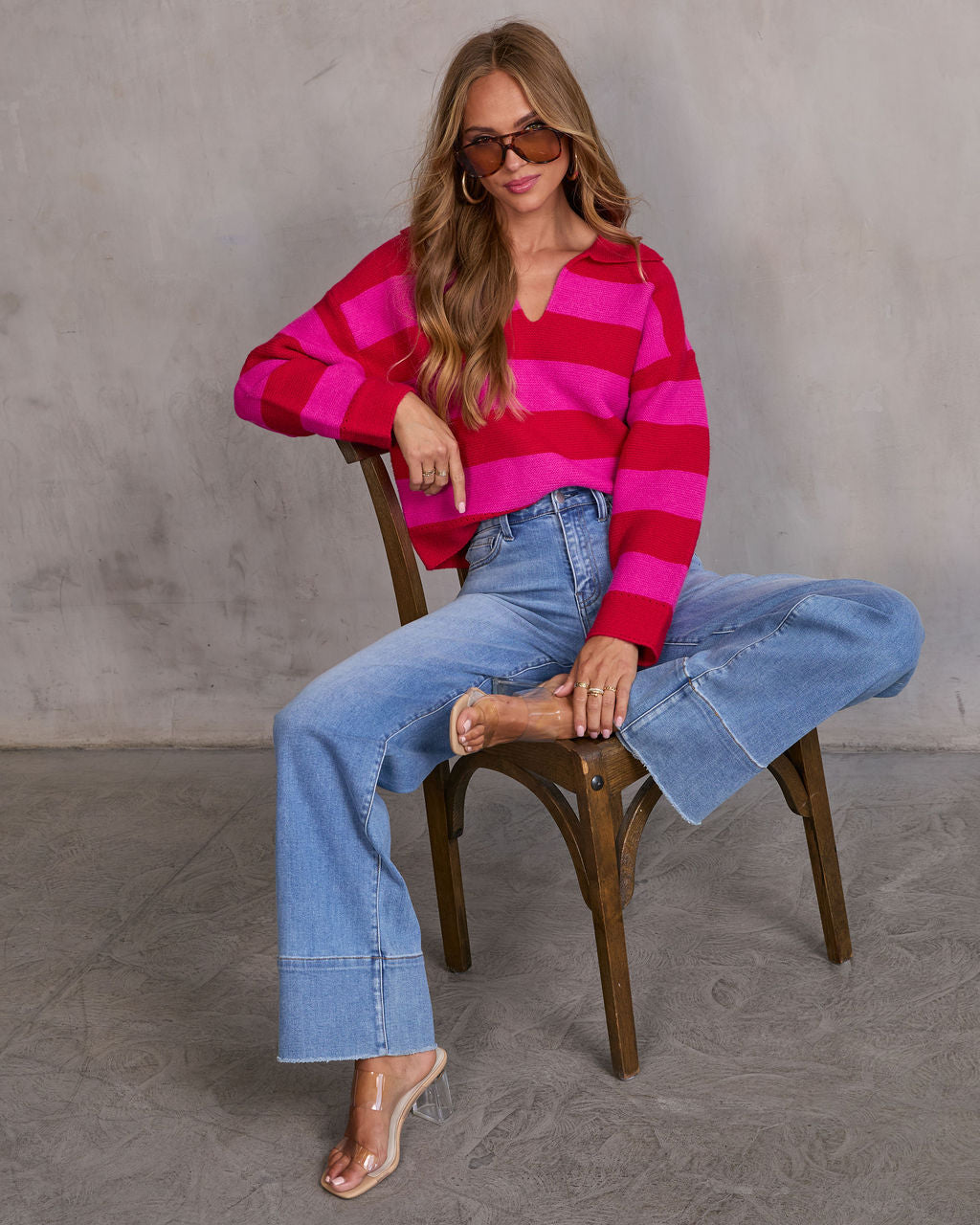 Violette Striped Collared Sweater