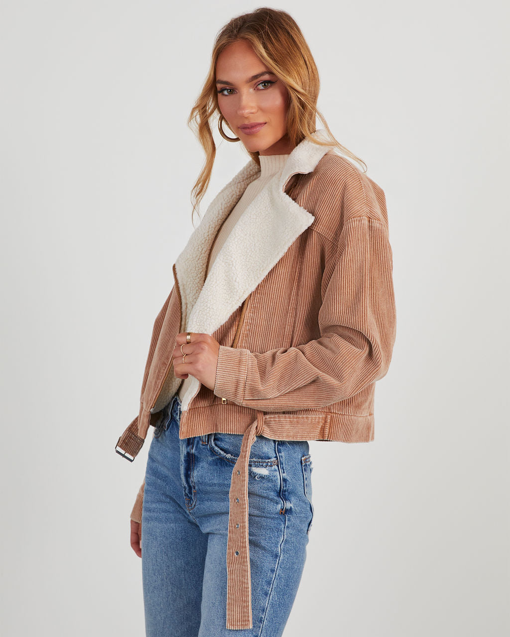 Devyn Corduroy Sherpa Moto Jacket