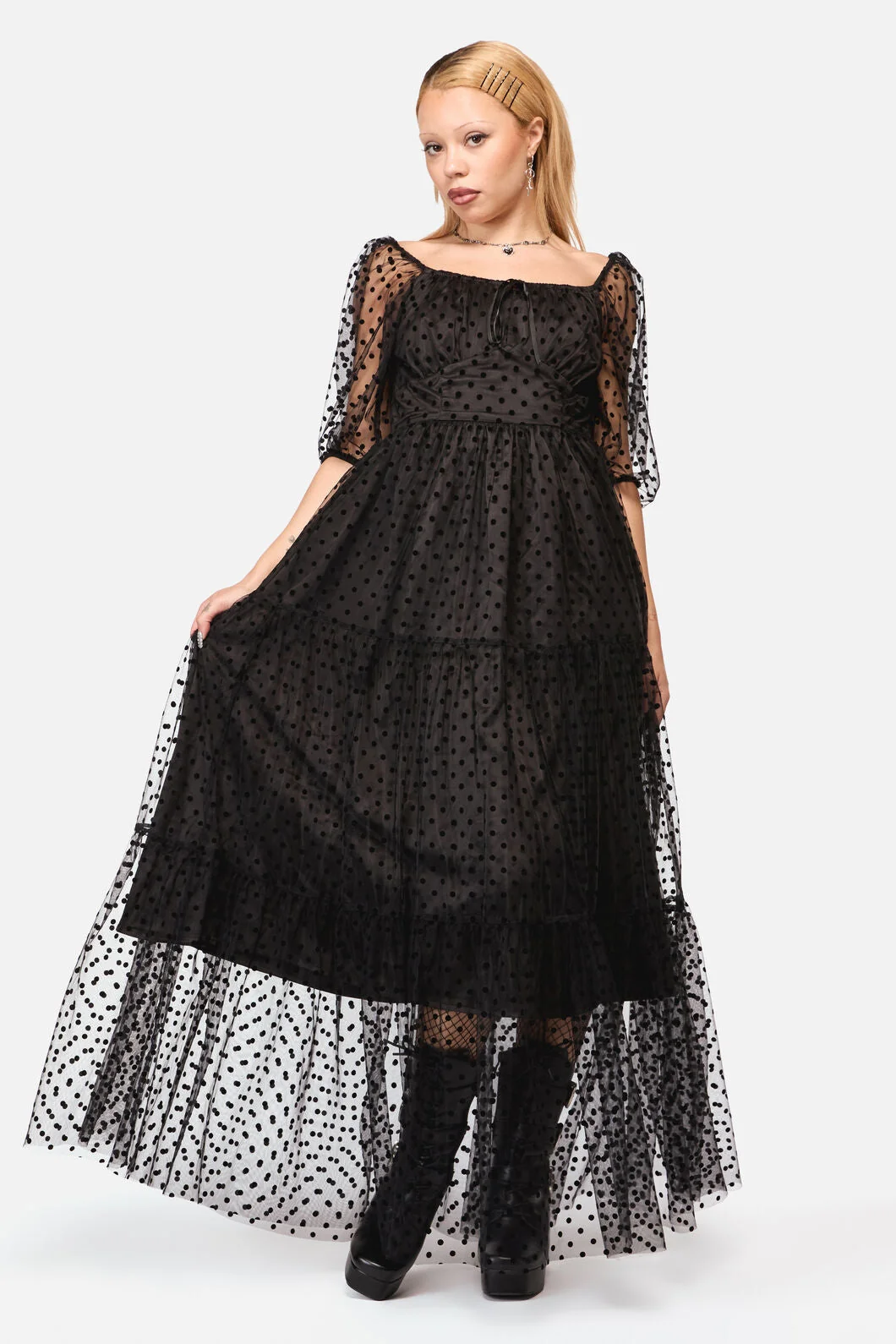 Polka Party Mesh Formal Dress