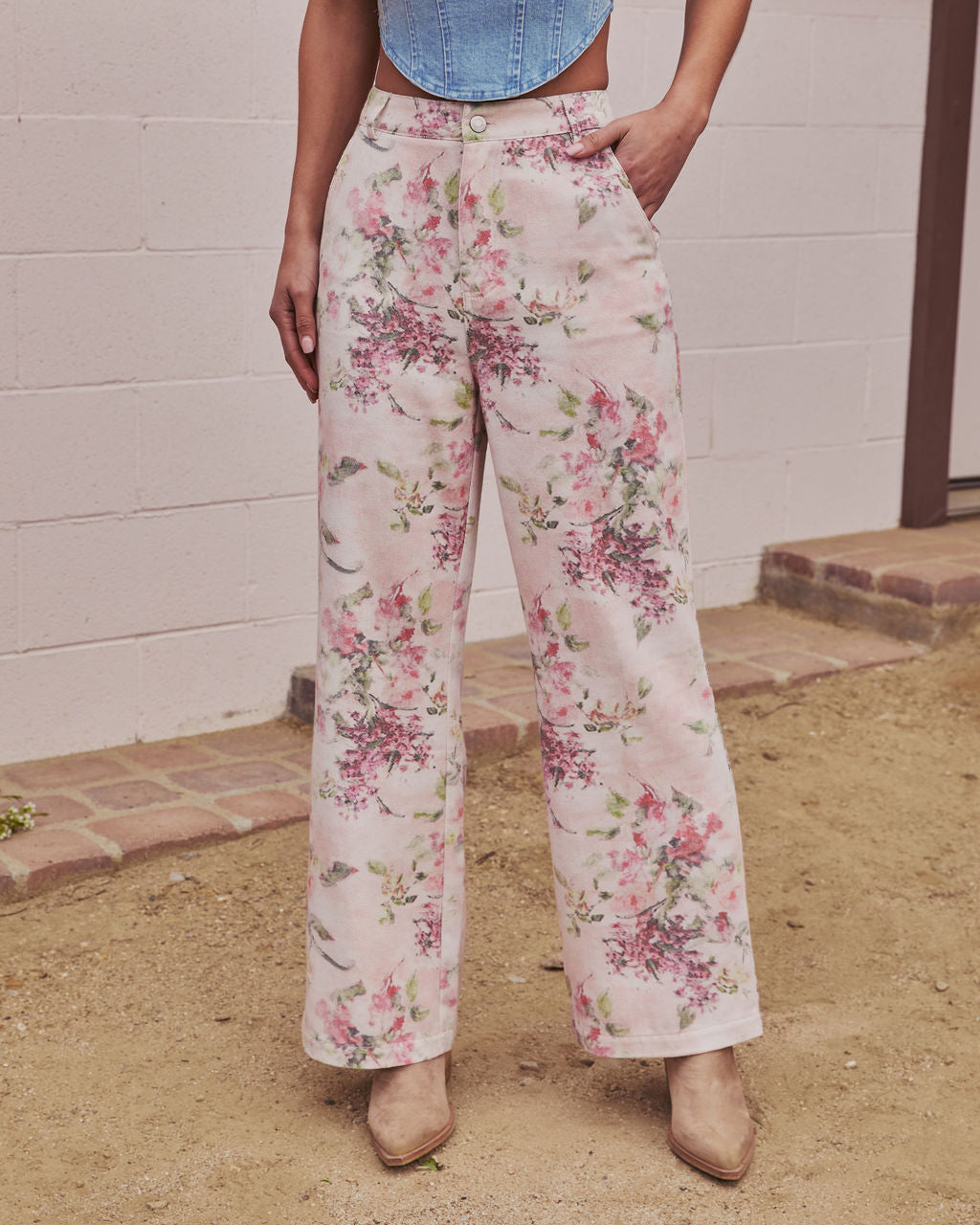 Bloom Trail Rigid High Rise Relaxed Floral Jeans