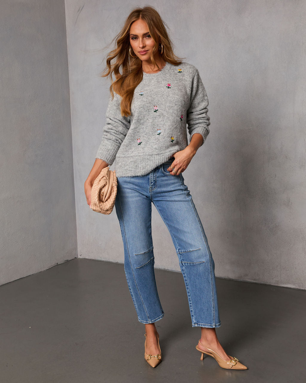 Sweet Petals Knit Embroidered Sweater