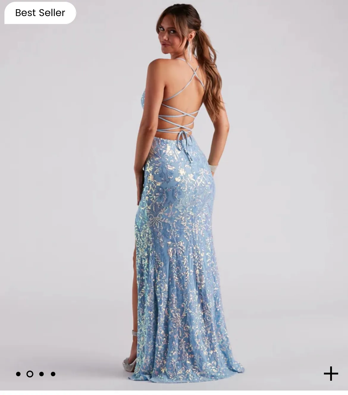 Formal sequin mermaid dress, floor length with side slit