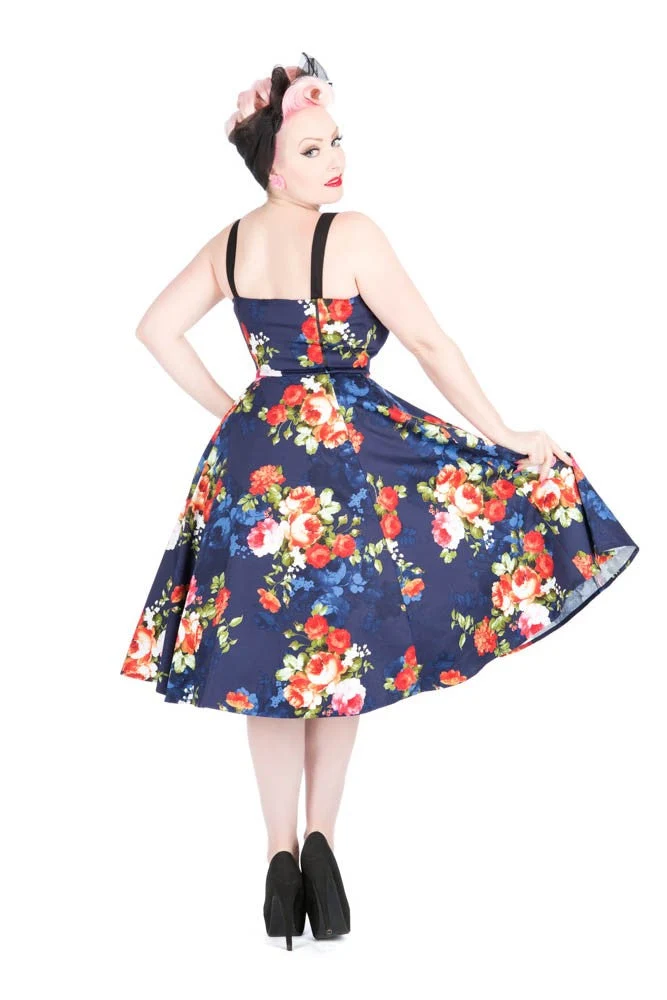 Navy Floral Swing Dress