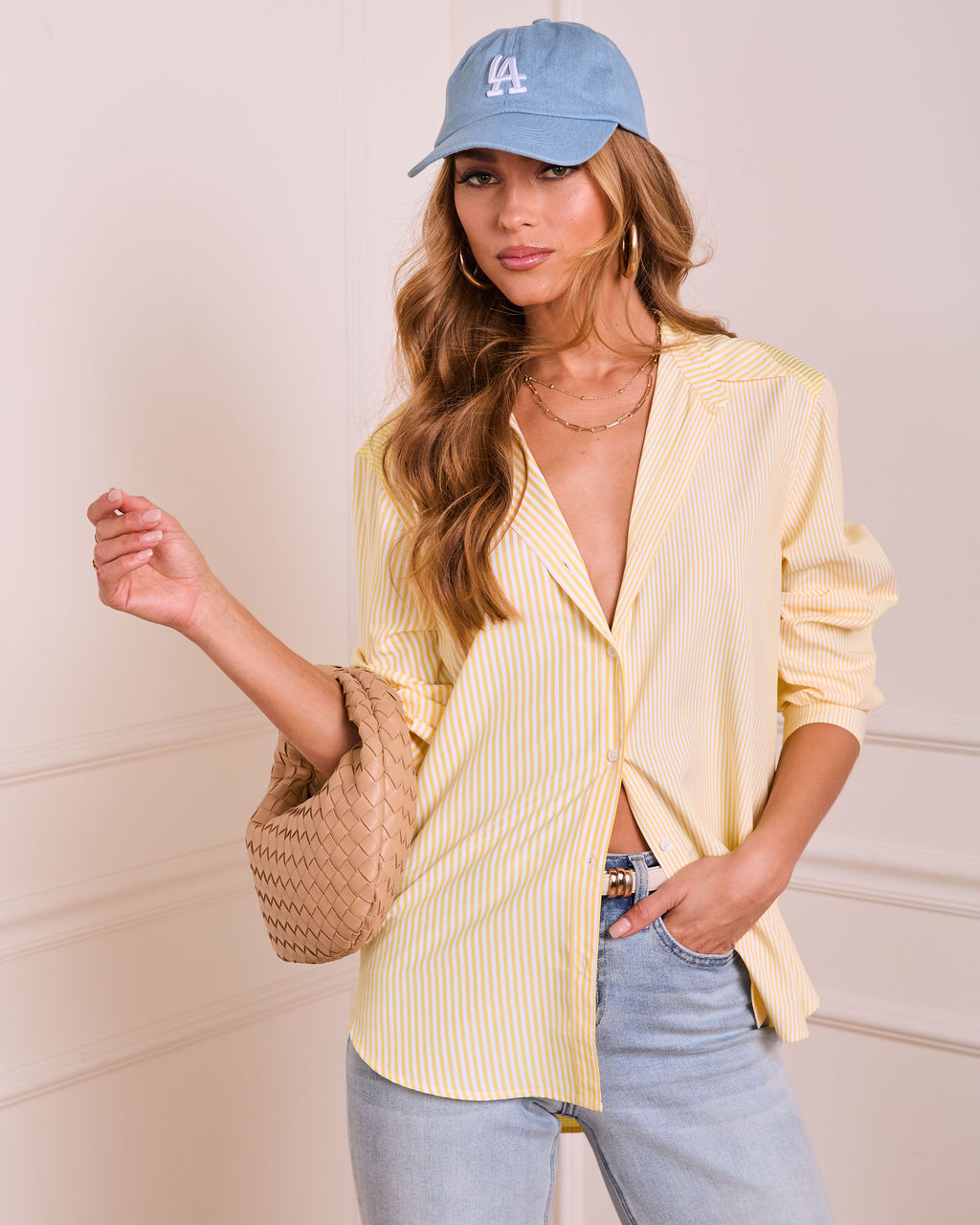 Casual Poise Striped Button Down Top