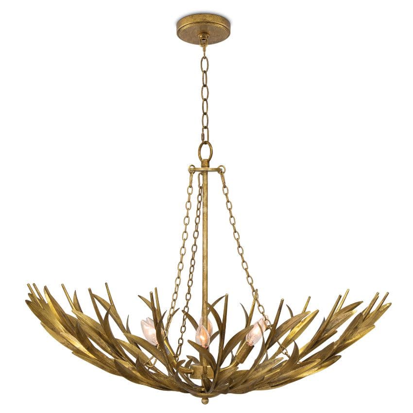 River Reed Basin Chandelier, Gold Leaf