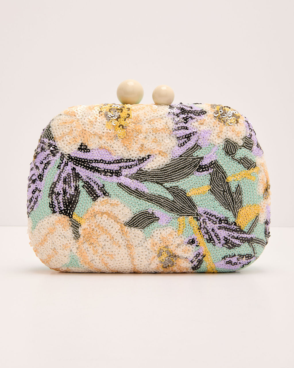 Dewy Garden Floral Sequin Clutch