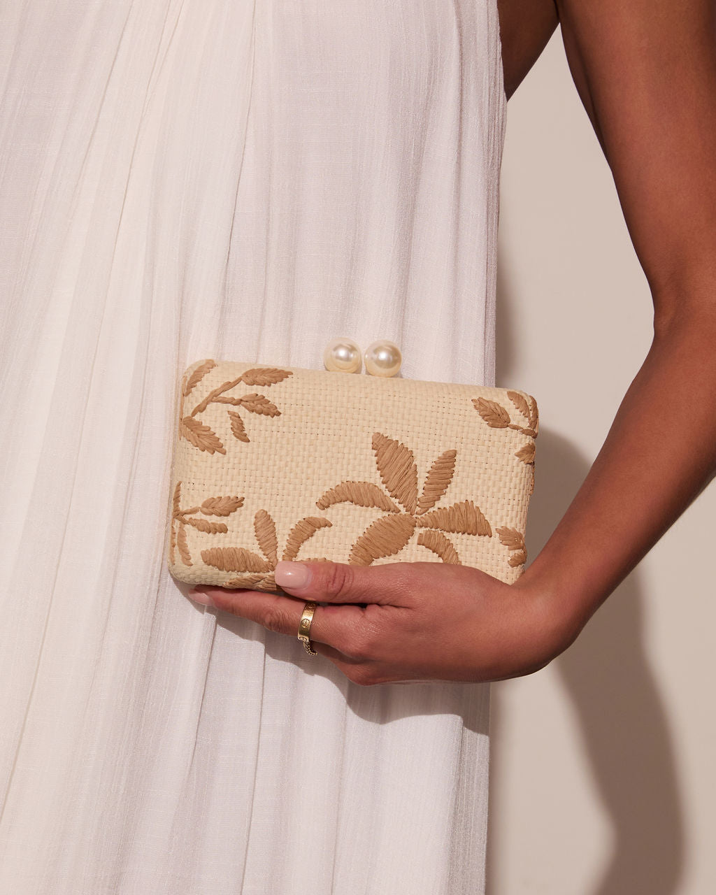 Voyage On Woven Straw Clutch
