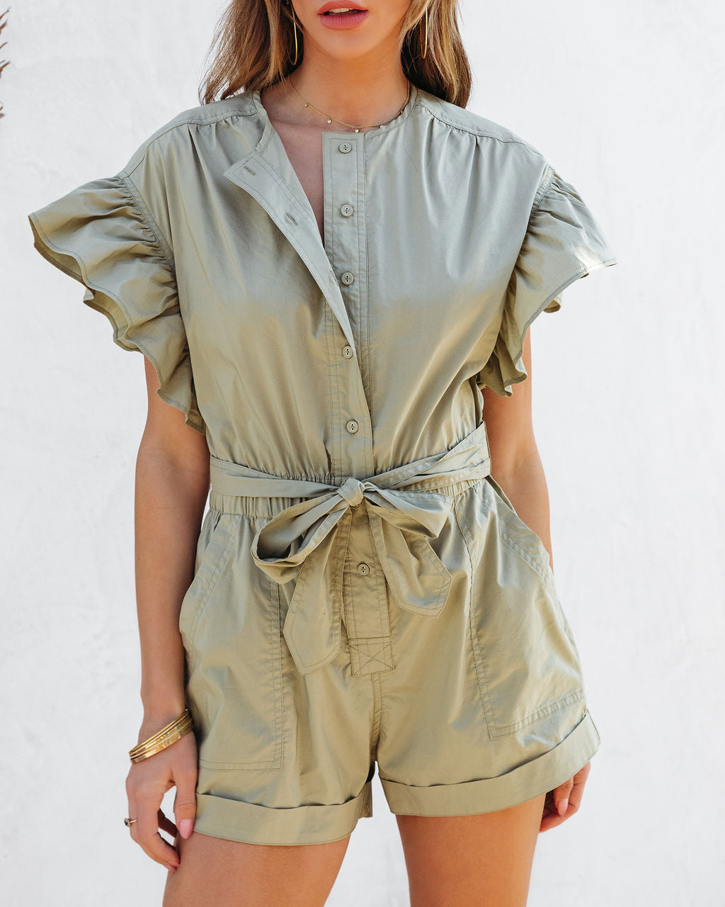 Marianne Ruffle Pocketed Romper