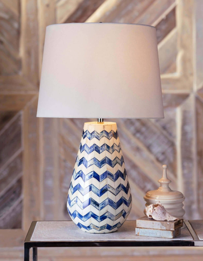 Cassia Blue Chevron Table Lamp
