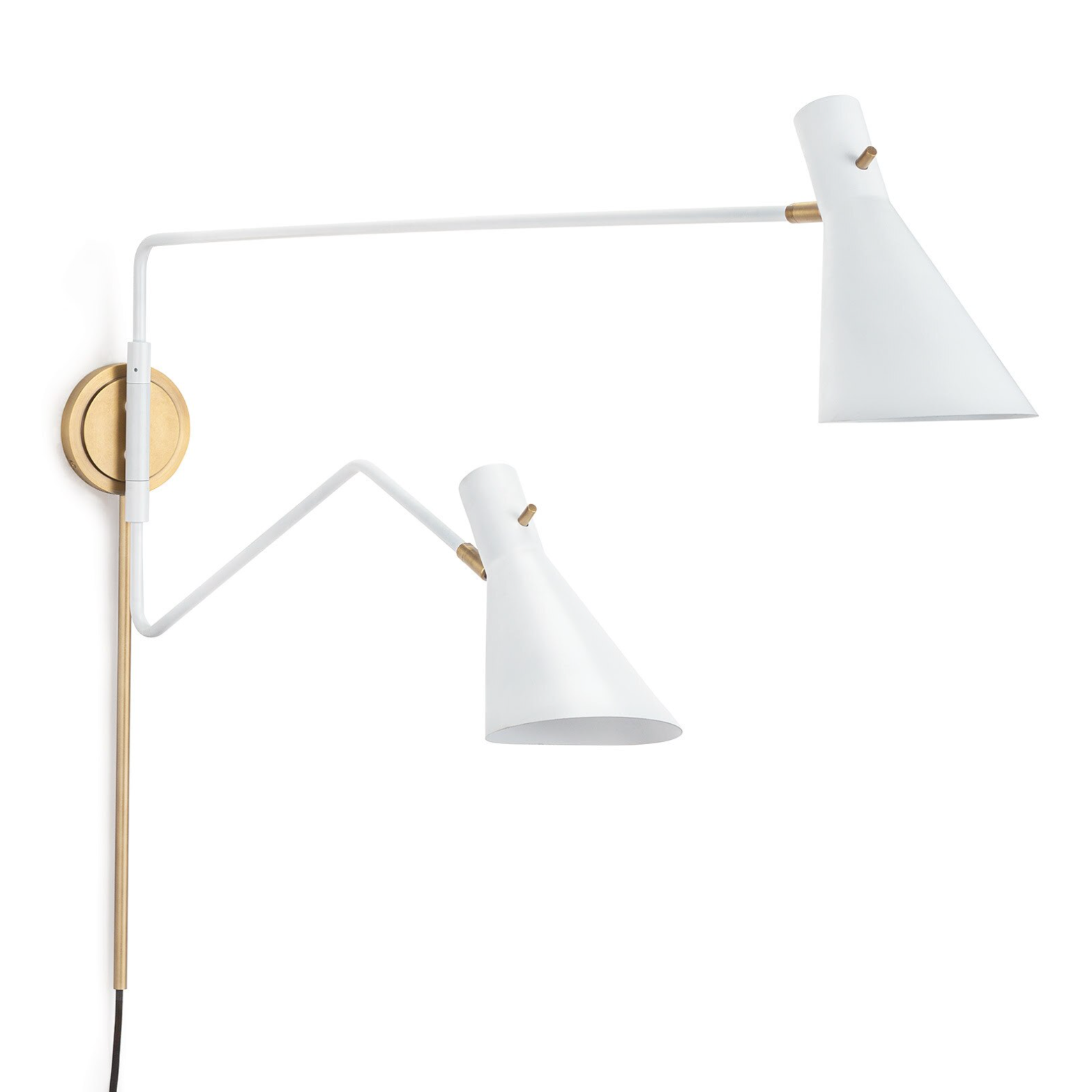 Spyder White & Brass Double Arm Sconce