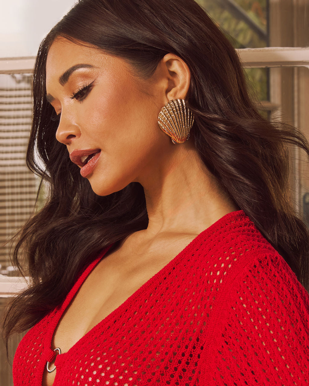 Tropic Cove Textured Seashell Earrings