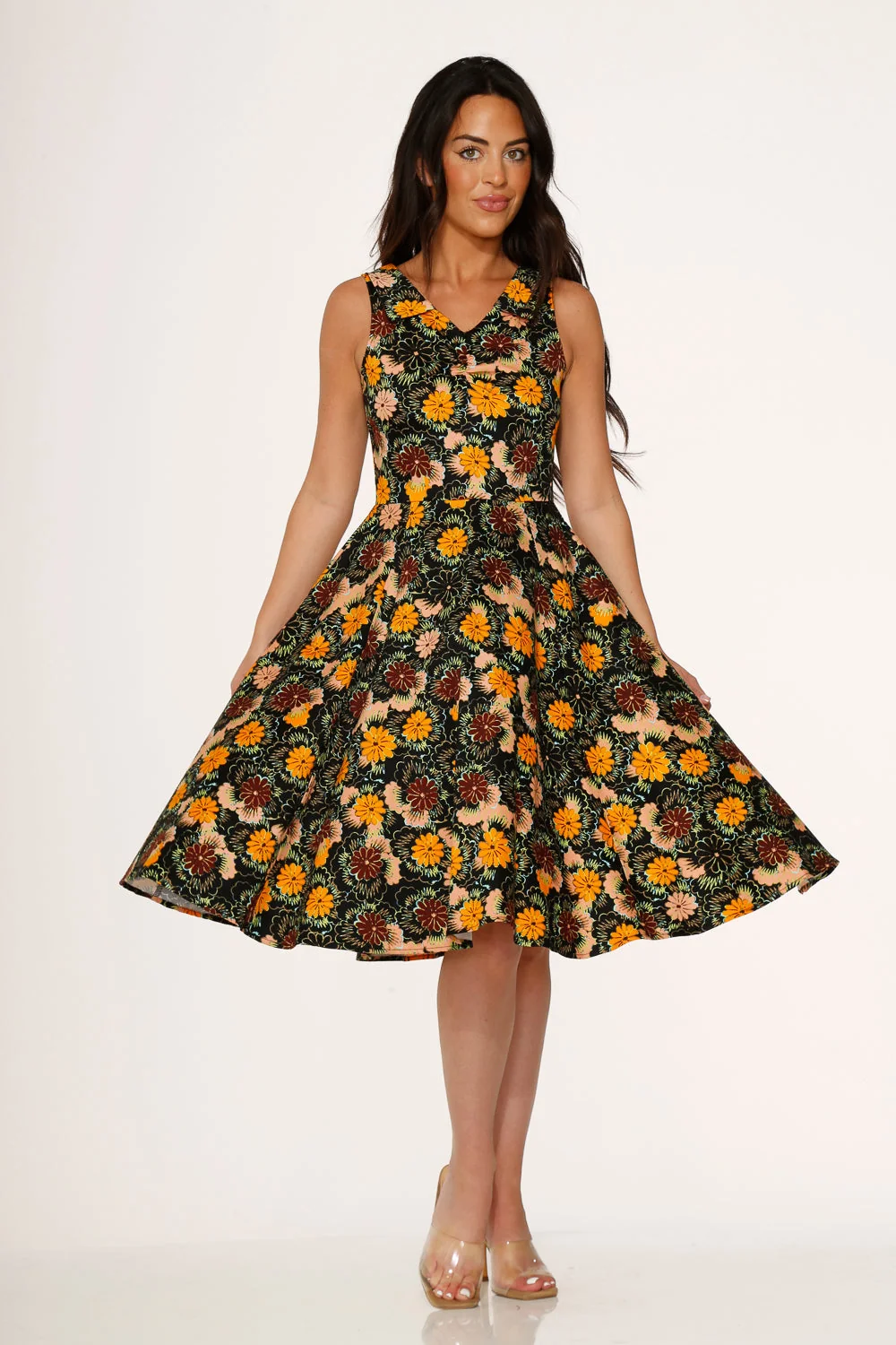 Yellow Floral Swing Dress