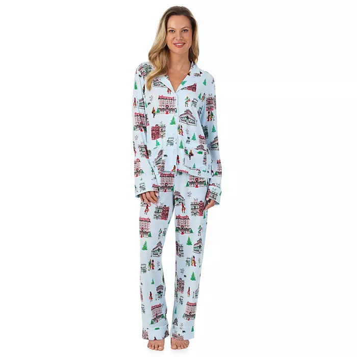 Women's Beauty Sleep Social Long Sleeve Pajama Top & Pajama Bottoms Set
