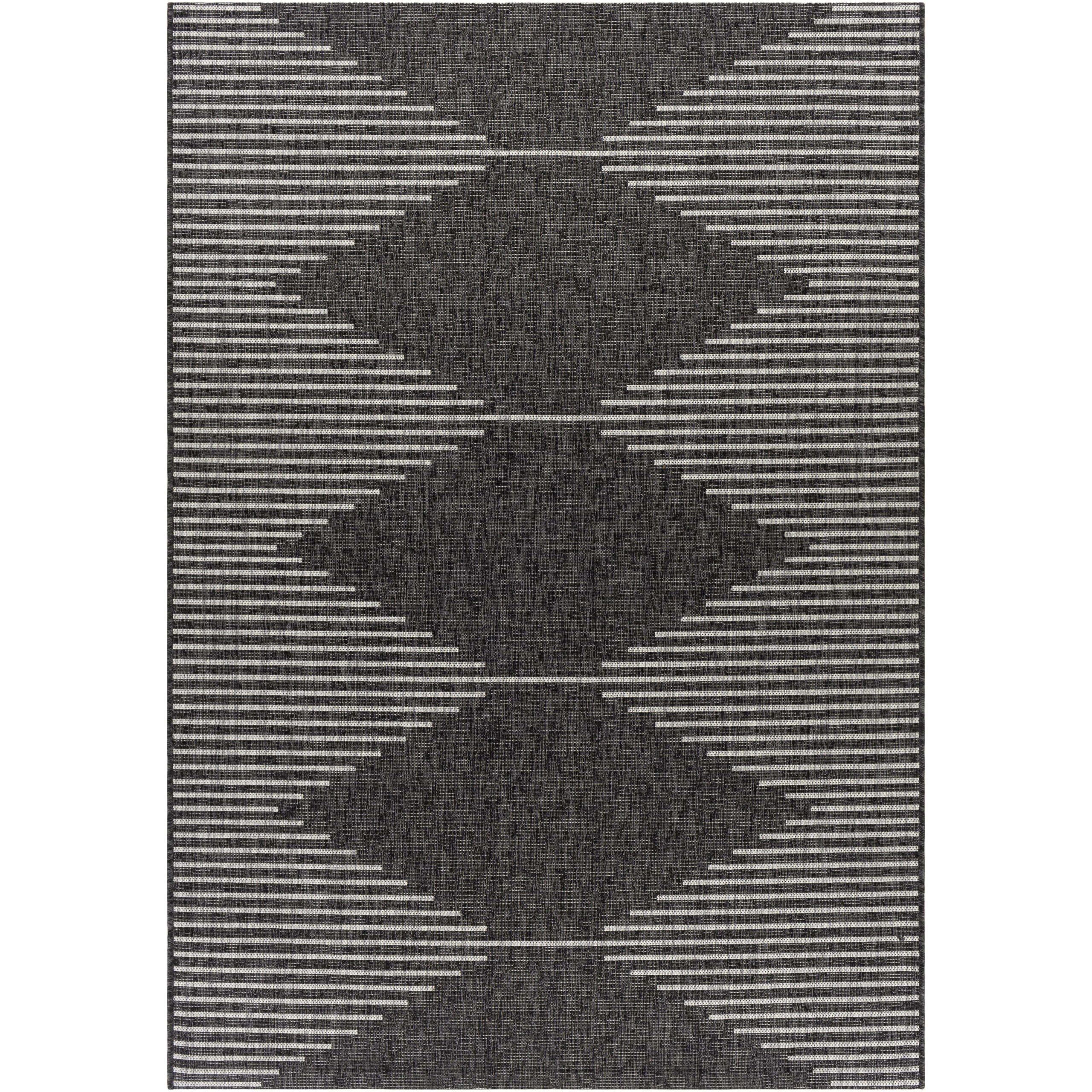 Eagean Charcoal Gray & Cream Outdoor Rug