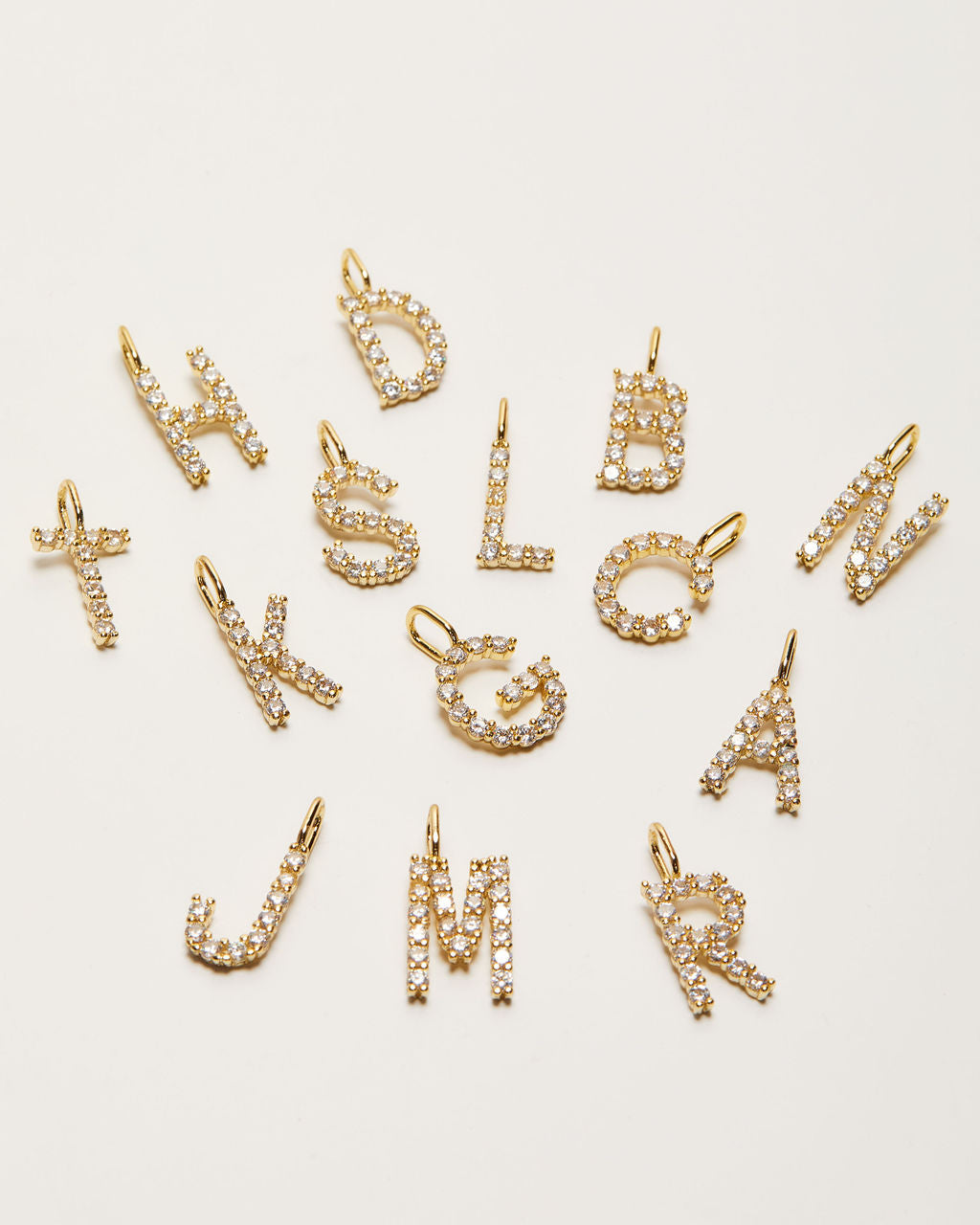 Initial Letter 14k Plated Rhinestone Charm