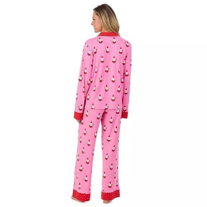 Women's Beauty Sleep Social Long Sleeve Pajama Top & Pajama Bottoms Set