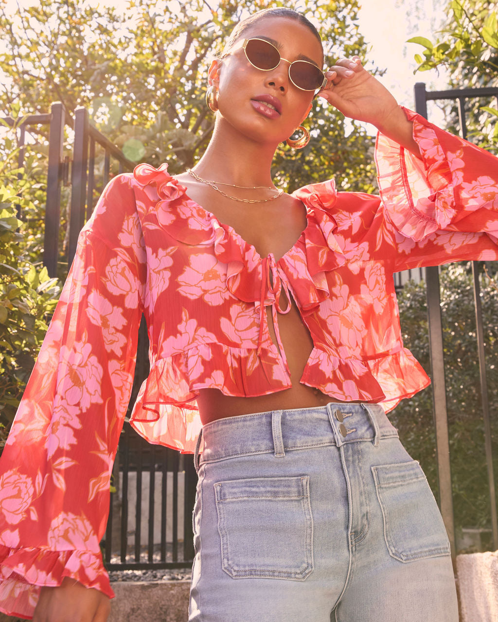 Lovers Bloom Floral Ruffle Blouse