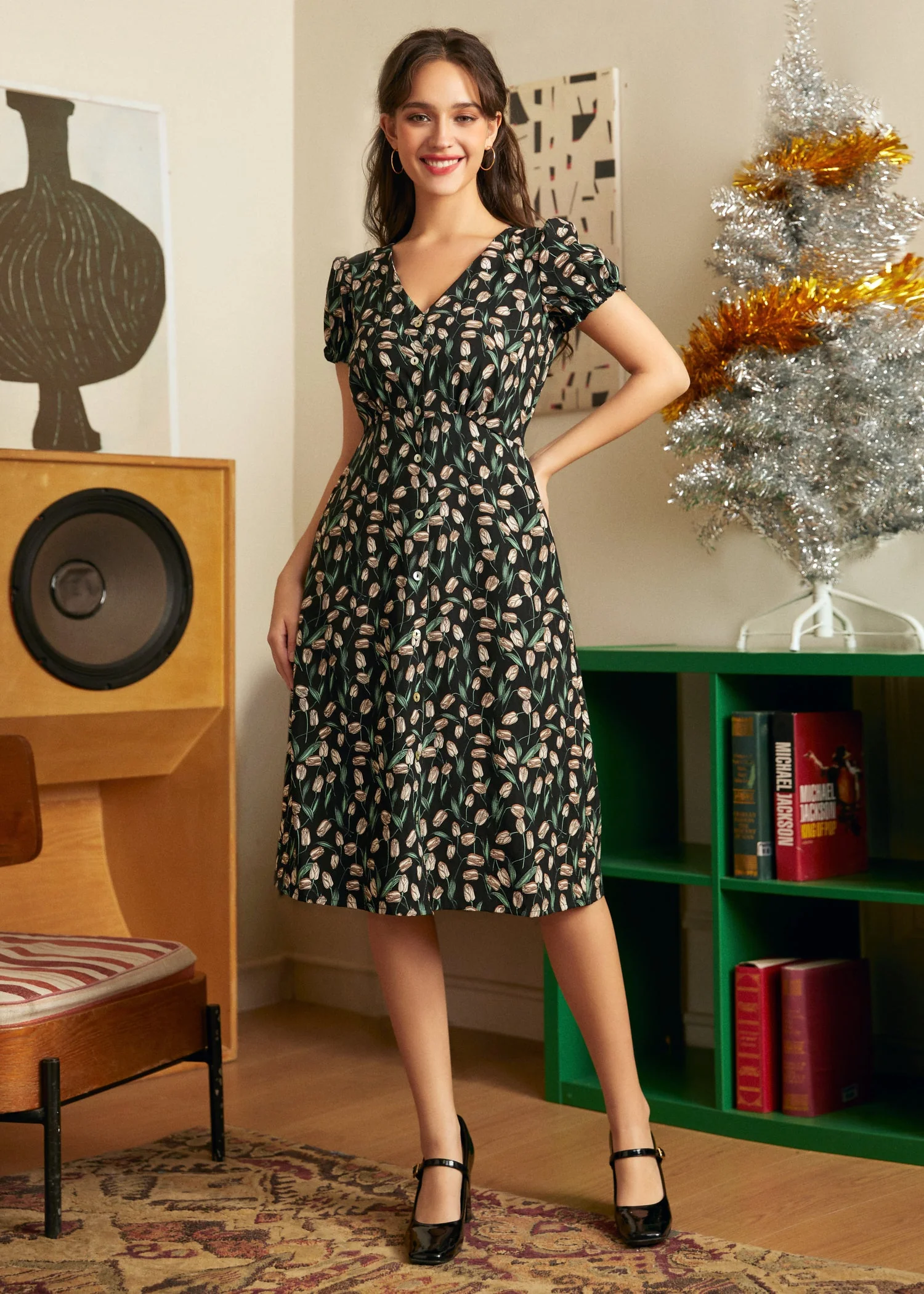 Budding Romance Button-Up Dress