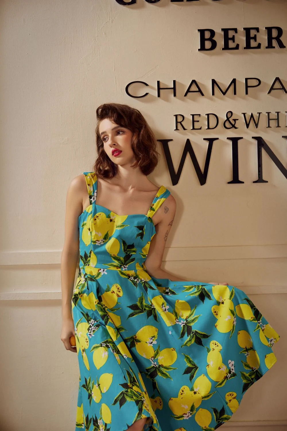 Lemon Print Swing Dress