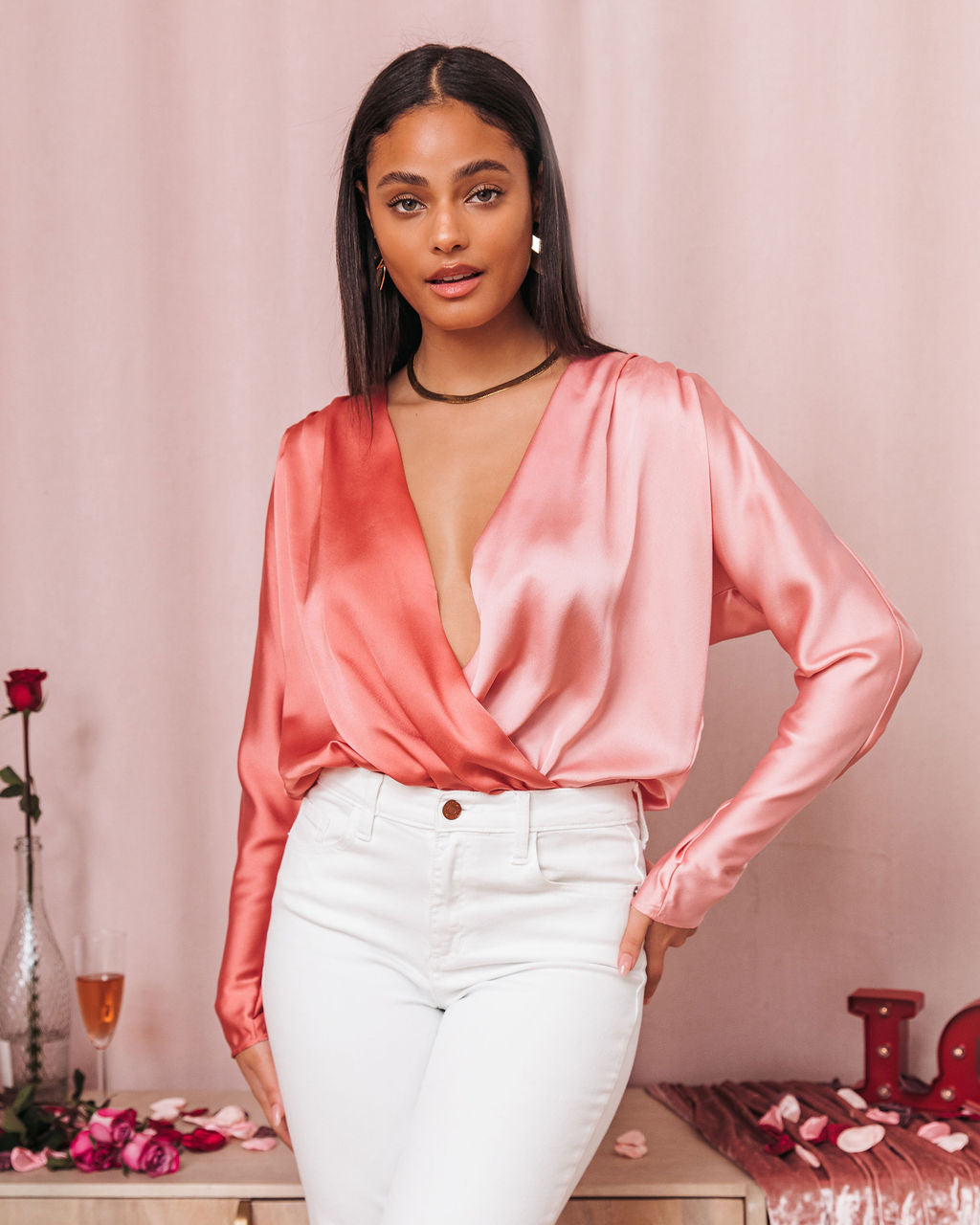 Two Sides Satin Drape Bodysuit
