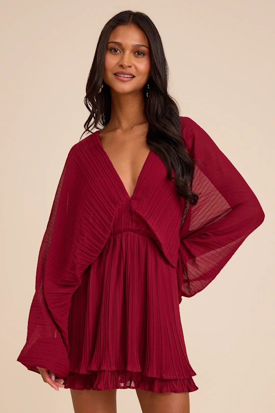 Duxbury Burgundy Dolman Sleeve Mini Dress