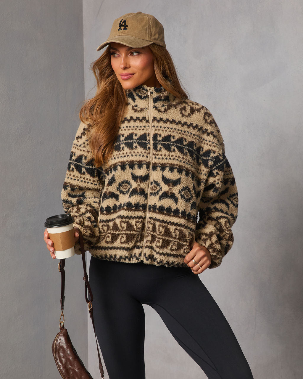 Snuggle Mode Cozy Printed Zip Up Jacket