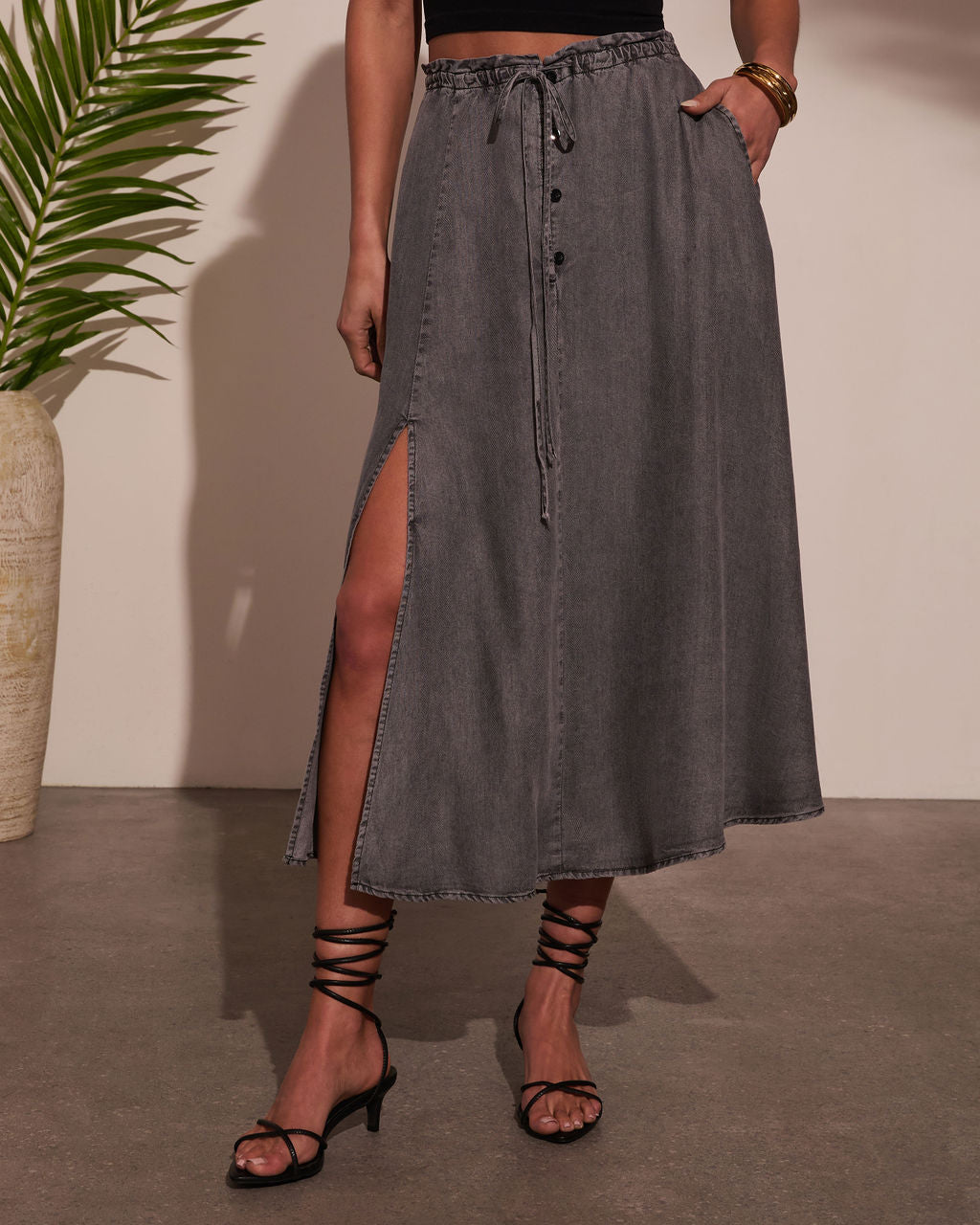 Willow Wander Waist Tie Midi Skirt