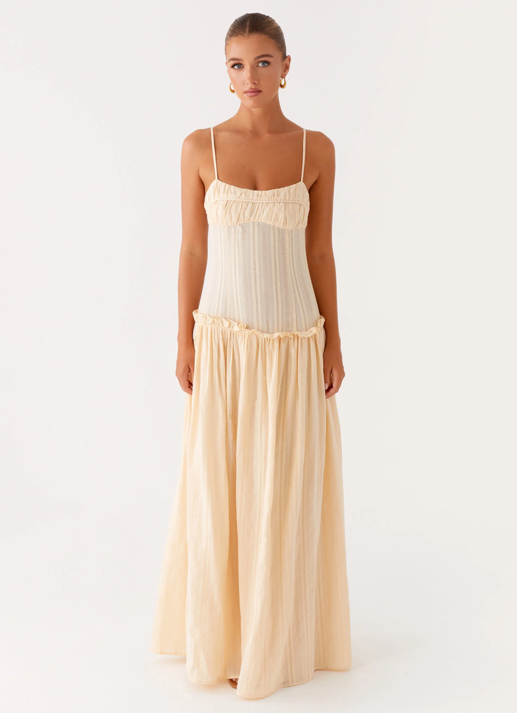 Jacinda Drop Waist Maxi Dress - Cream