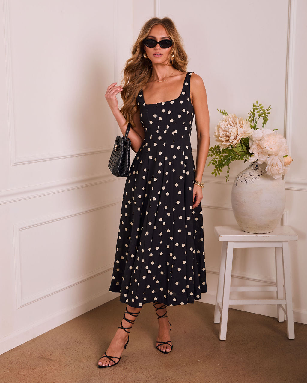 Subtle Allure Polka Dot Maxi Dress