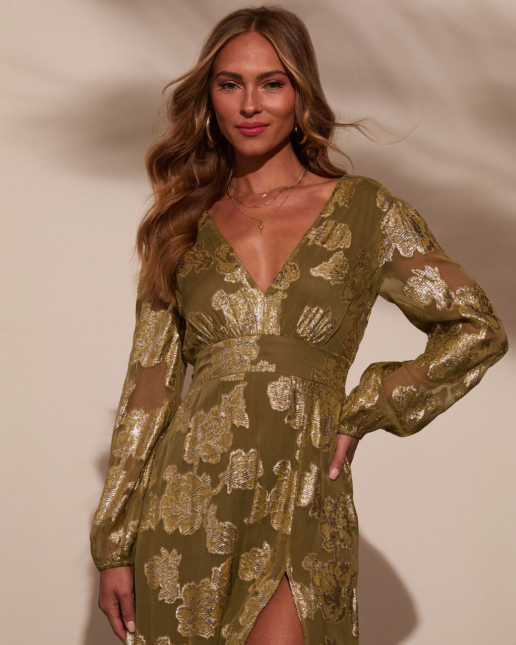 Palm Cove Floral Lurex Maxi Dress