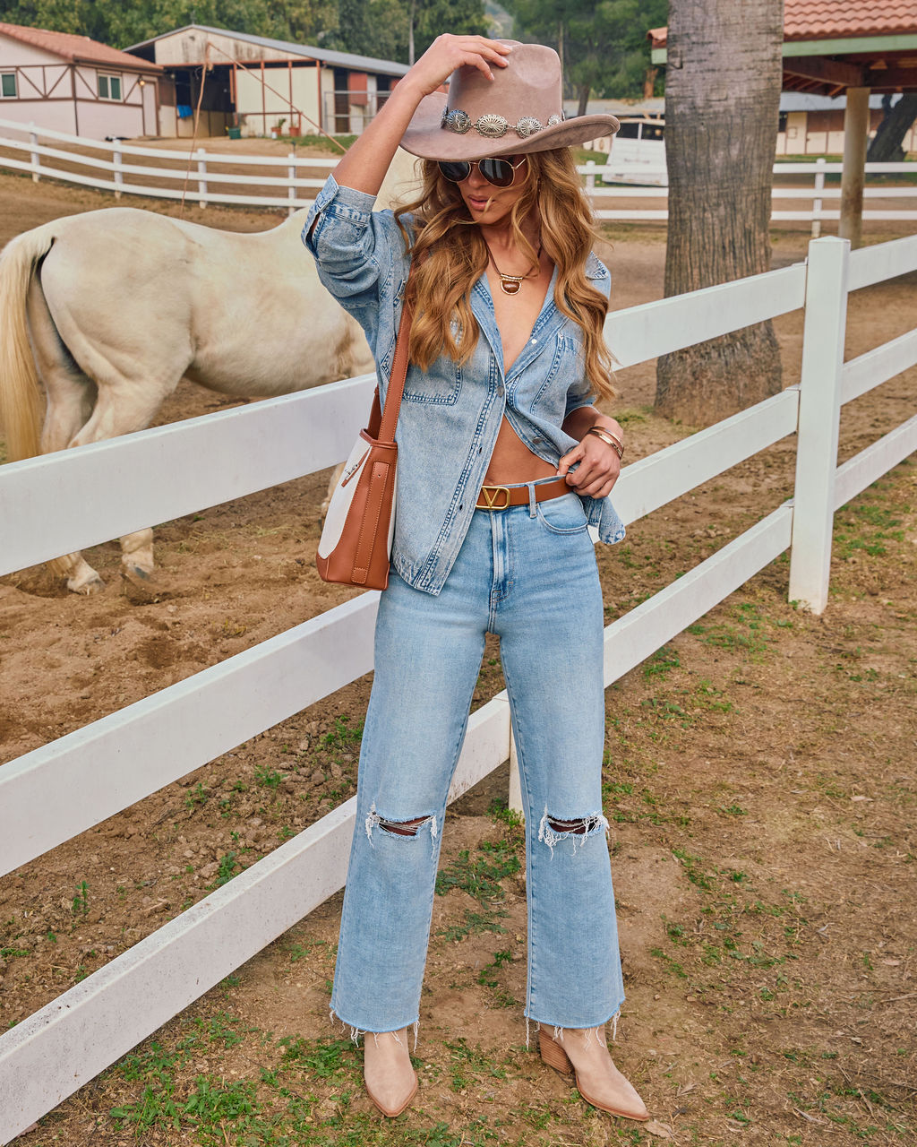 Boardwalk Cotton Blend Vintage Button Down Top
