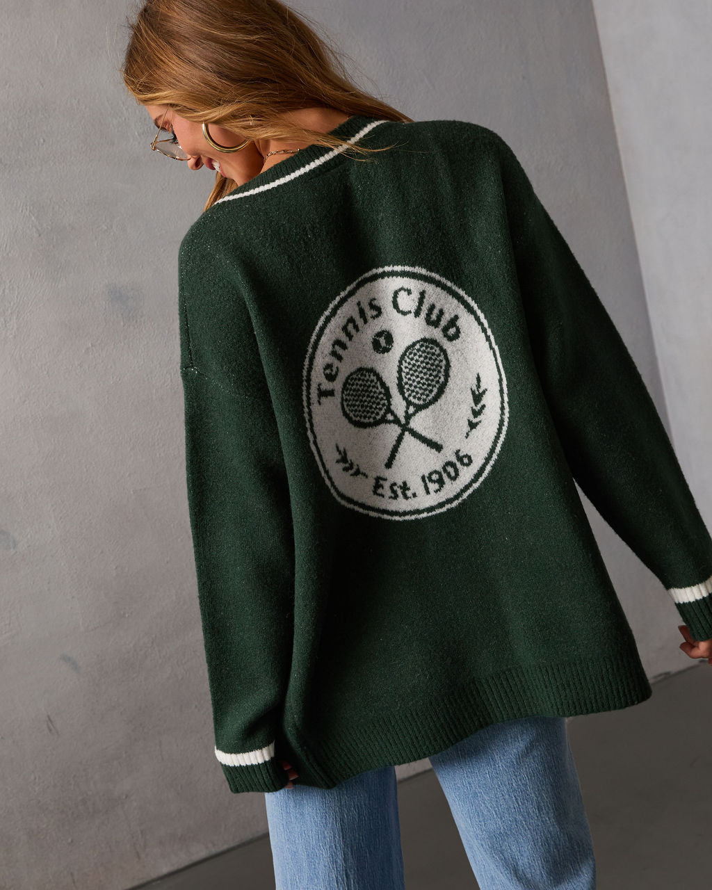 Tennis Club Graphic Knit Cardigan