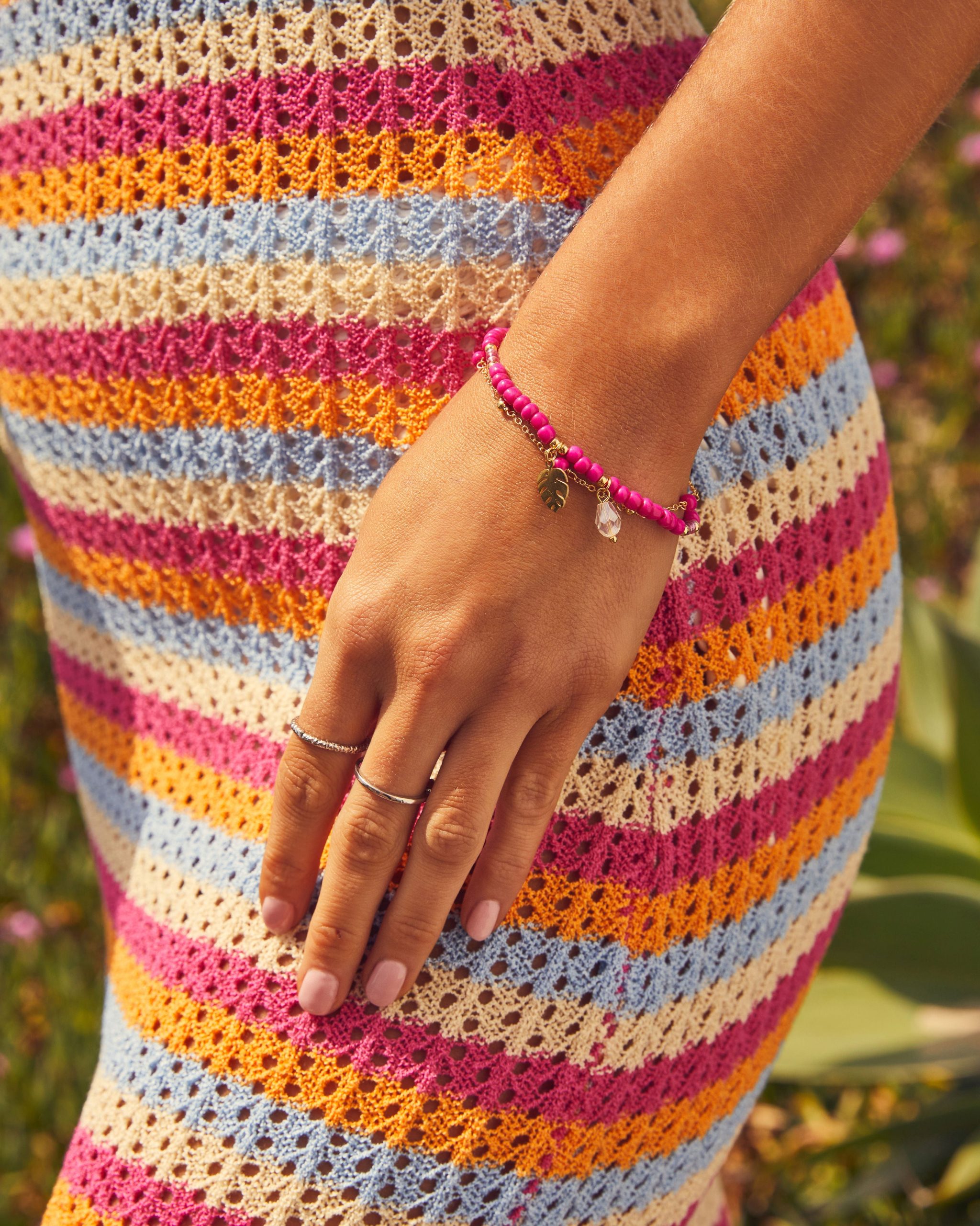 Shoreline Beaded Layered Charm Bracelet