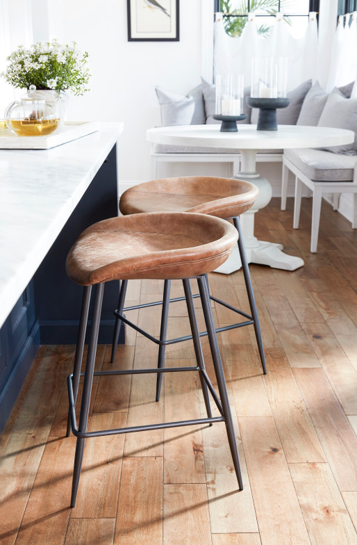 Marc Brown Leather Bar Stool Set of 2