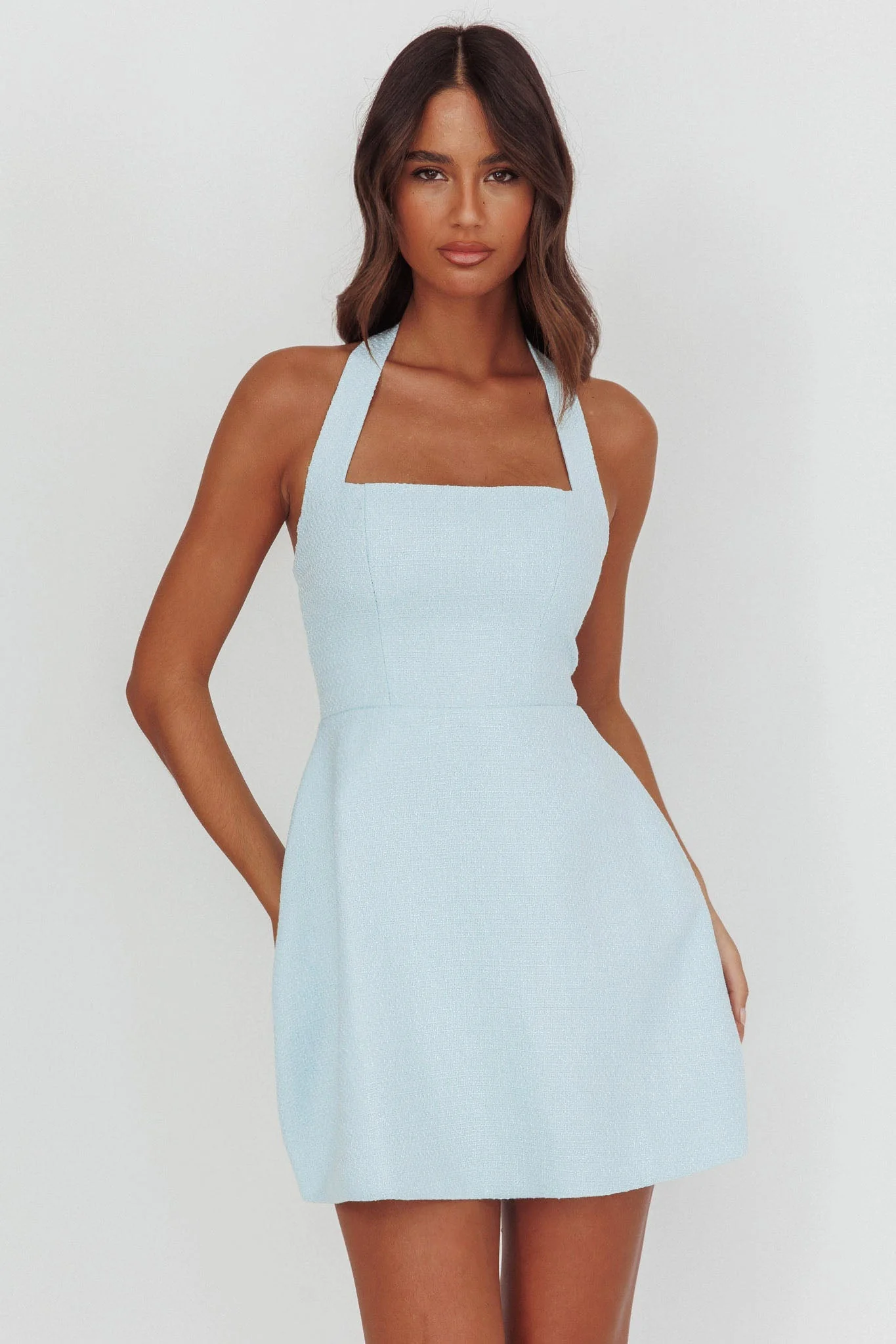 Hendrix Halterneck A-Line Mini Dress Blue